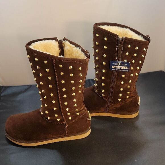 BRAND NEW SHIEKH WOMEN'S FLAT STUDDED BOOT URBAN STUDS - Picture 5 of 13
